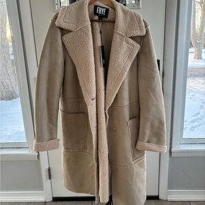 NWT-FRYE Women's Lily Faux Shearling Coat-Large